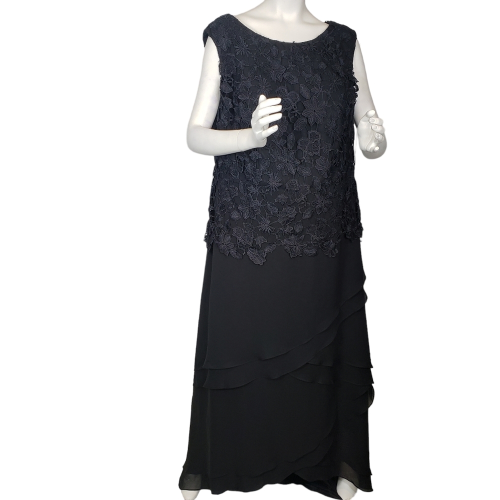 Hebeos Black Lace Sleeveless Asymmetrical Ruffle High Low Dress 22